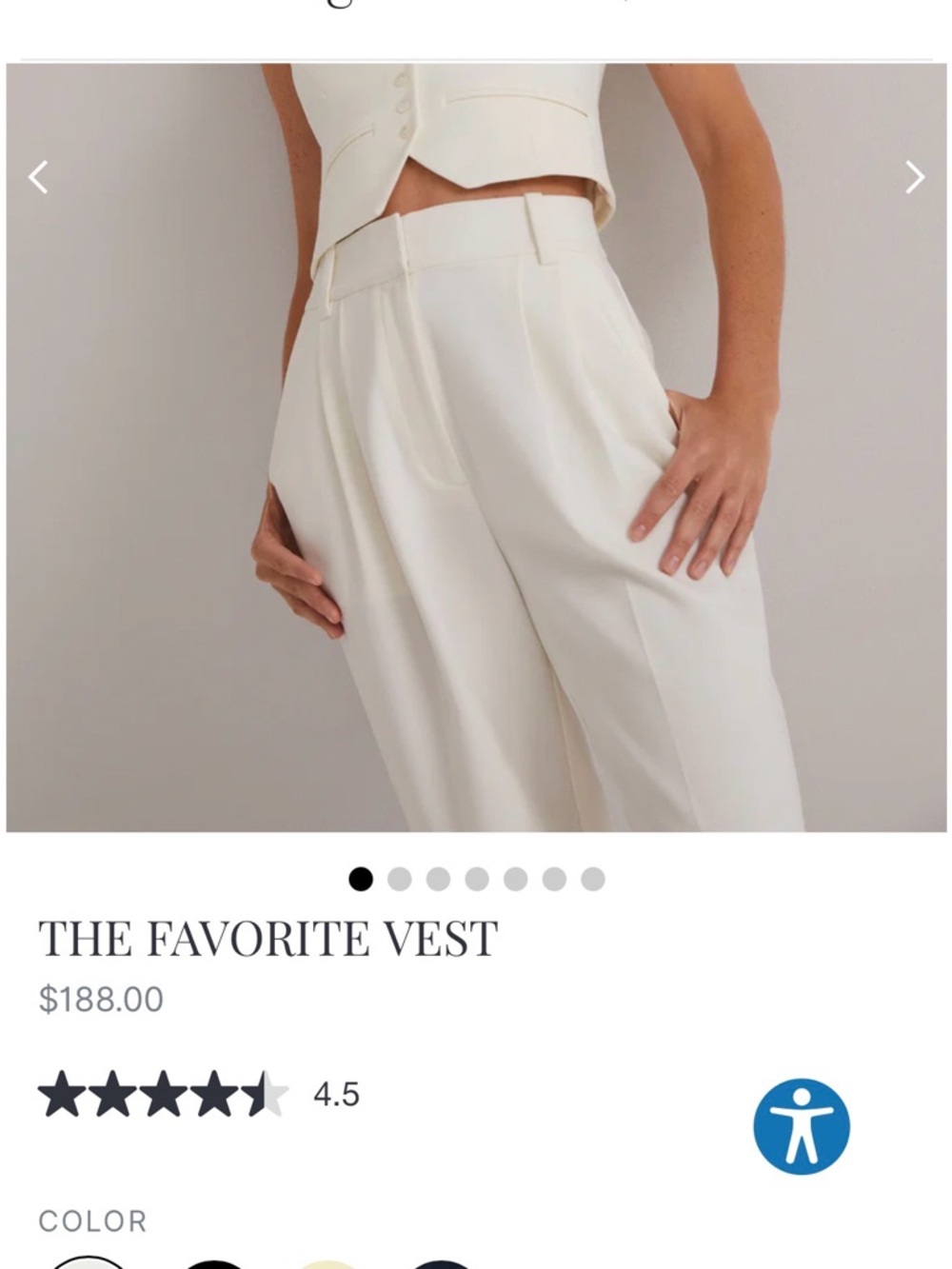 FAVORITE DAUGHTER V-Neck Button Vest and High-Waist Trousers Set - Cream - Picture 7 of 12